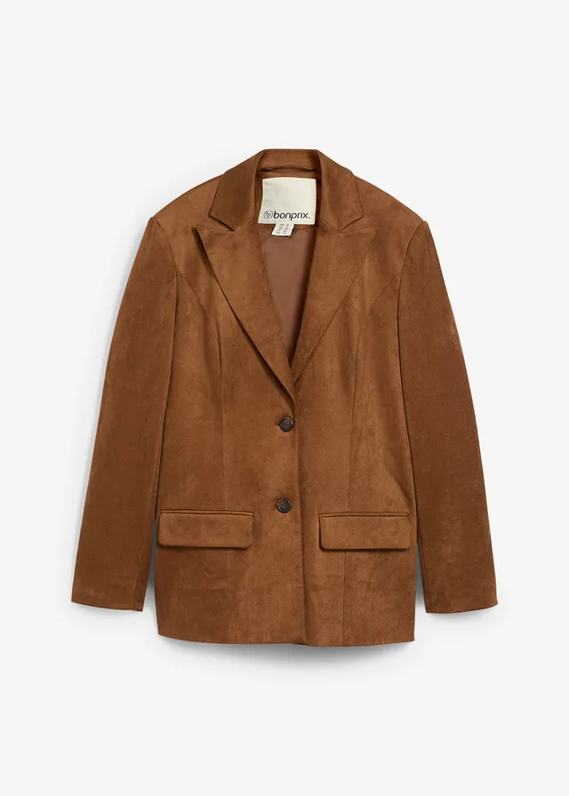 Blazer van imitatiesuède, Kleur: kruidenbruin