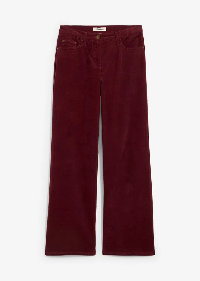 Pantalon large en velours côtelé, Couleur: bordeaux