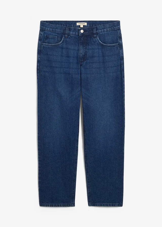 Loose fit stretch jeans, straight, Kleur: donkerblauw denim