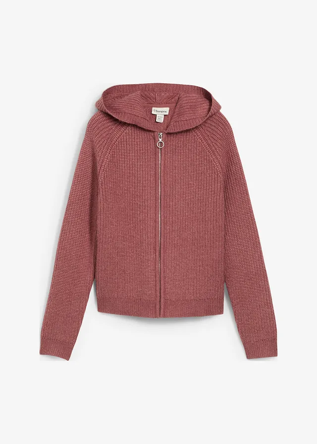 Jachetă tricotată cu glugă