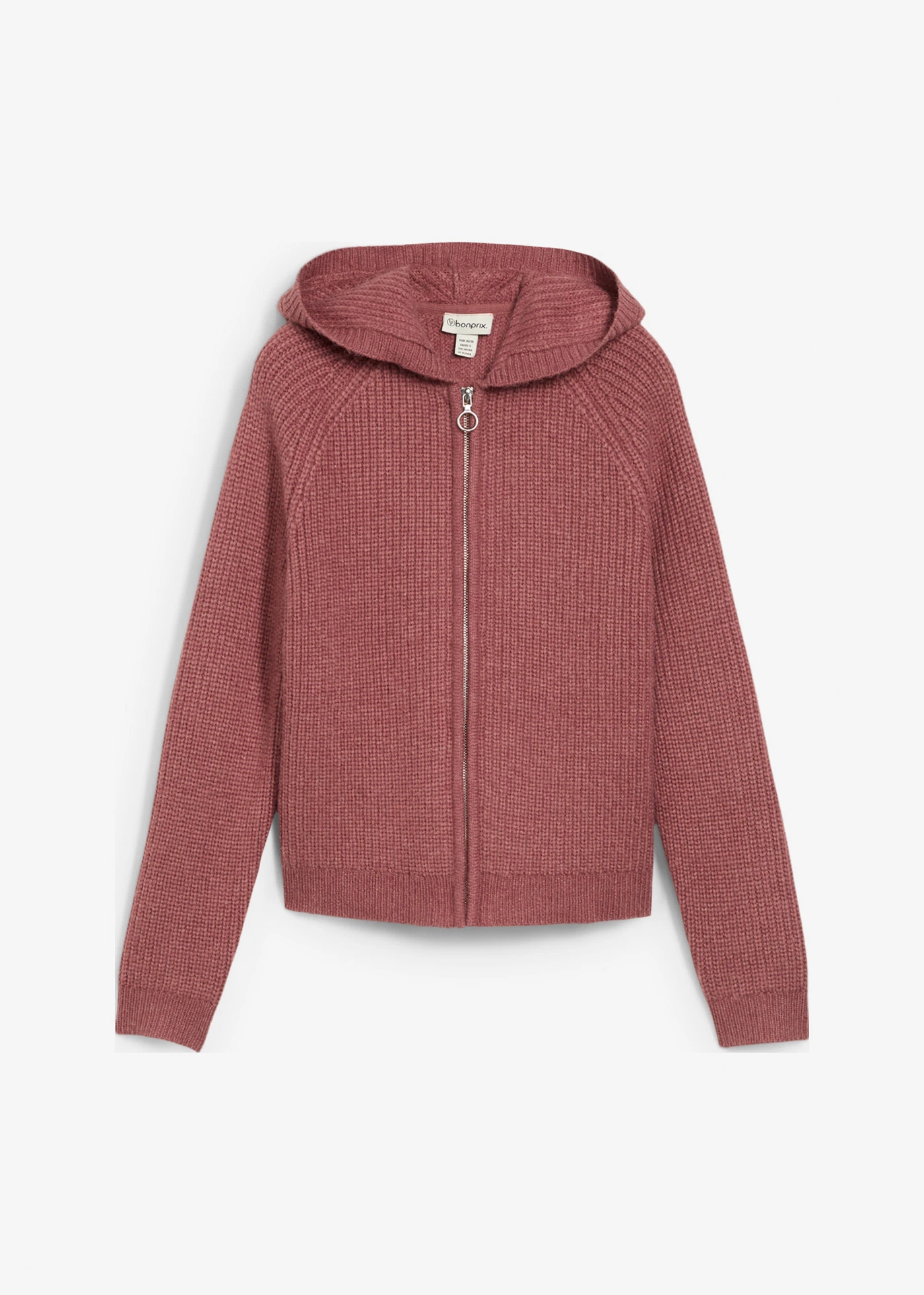 Pletený kabátek s kapucí • jemně bobulová • bonprix obchod