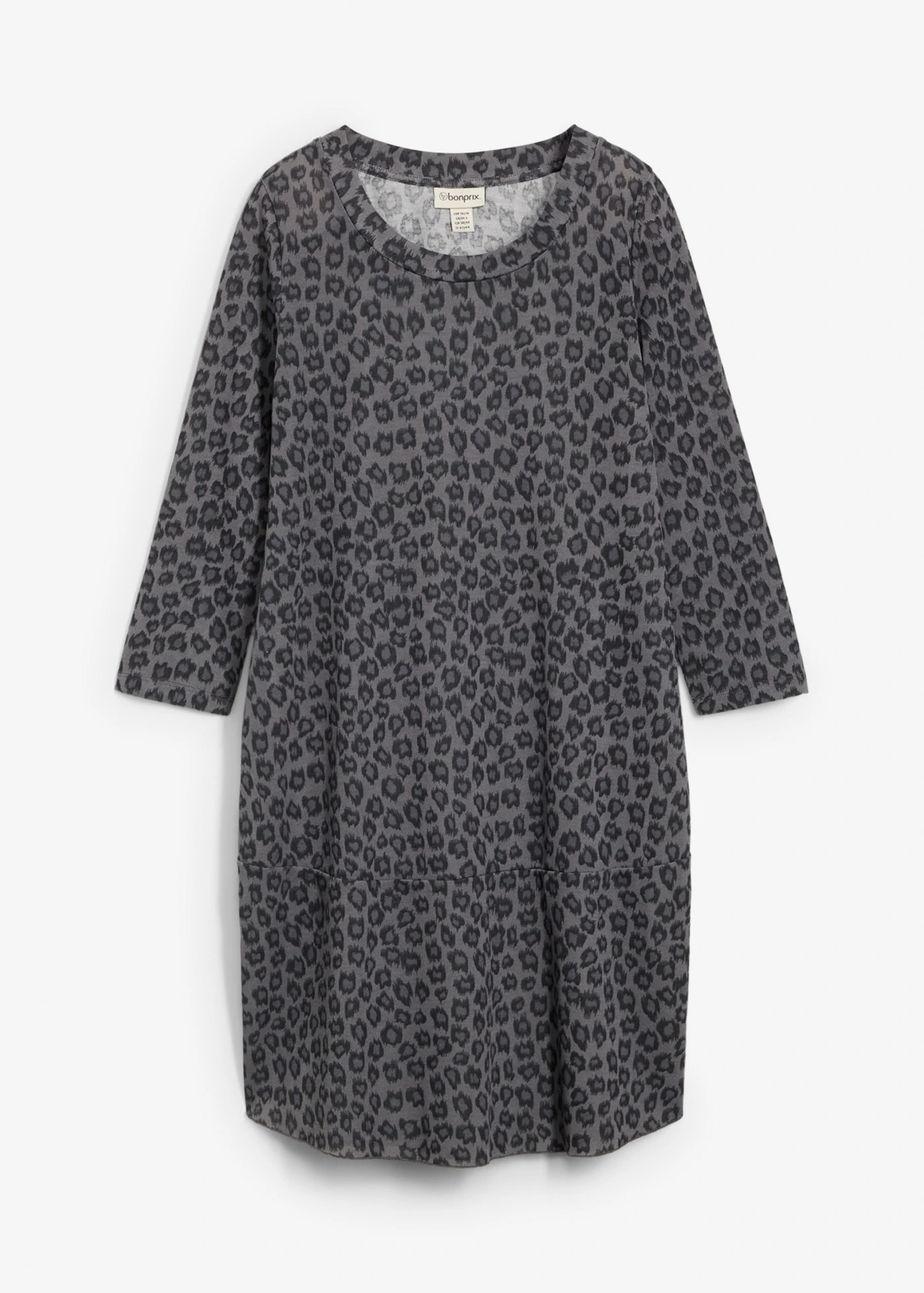 Krátké úpletové šaty se vzhledem pleteniny • antracitovo-černo-kouřově šedá s leopardím potiskem • bonprix obchod
