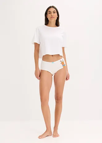 Maxikalhotky s bavlnou (4 ks v balení) • ecru s potiskem + modrá kostka • bonprix obchod