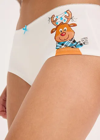 Maxikalhotky s bavlnou (4 ks v balení) • ecru s potiskem + modrá kostka • bonprix obchod