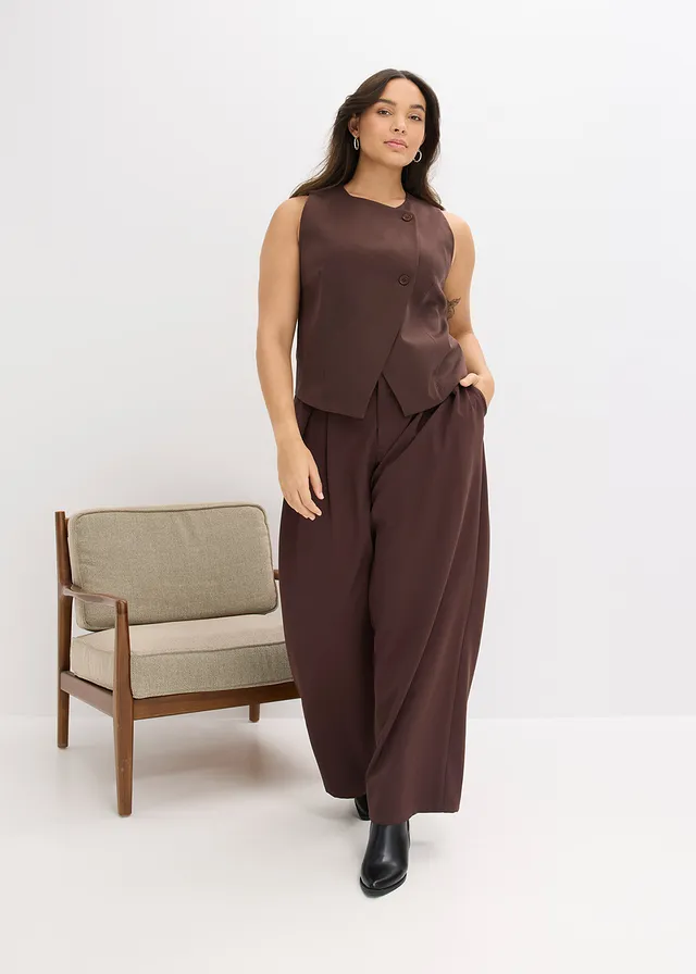 Gilet sans manches en viscose mélangée, Couleur: marron foncé