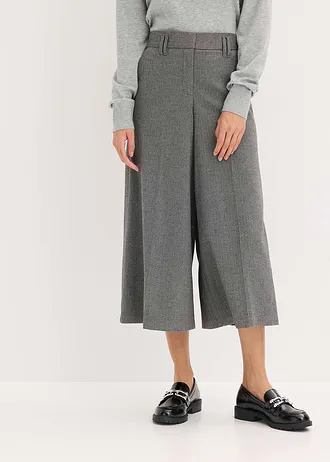 Broek met visgraatpatroon in wollook, Kleur: grijs gemêleerd