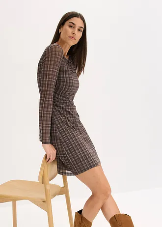 Žerzejové šaty • khaki kostkované • bonprix obchod