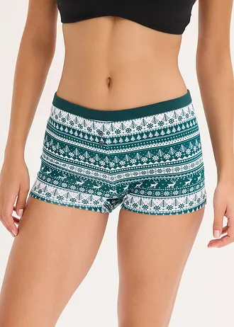 Dámské boxerky s organickou bavlnou (4 ks v balení) • modrá se vzorem + červená se vzorem + zelená se vzorem • bonprix obchod