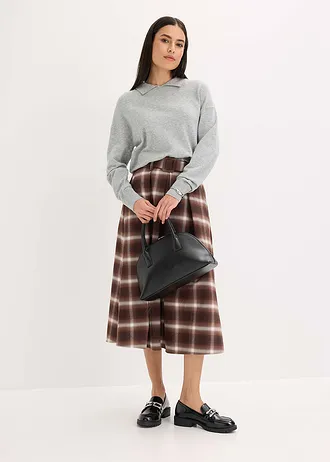 Fijn gebreide trui met viscose, Kleur: lichtgrijs gemêleerd