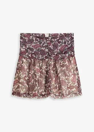 Minisukně • šedobéžovo-rododendronově červeno-tmavě olivová s kašmírovým vzorem • bonprix obchod