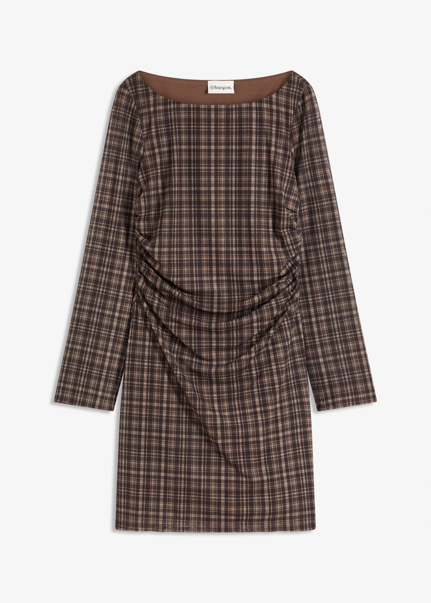 Žerzejové šaty • khaki kostkované • bonprix obchod