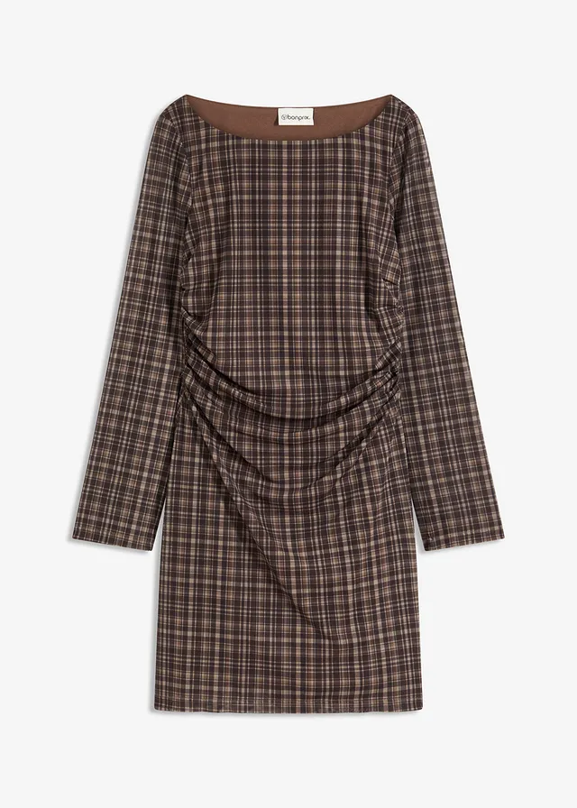 Žerzejové šaty • khaki kostkované • bonprix obchod