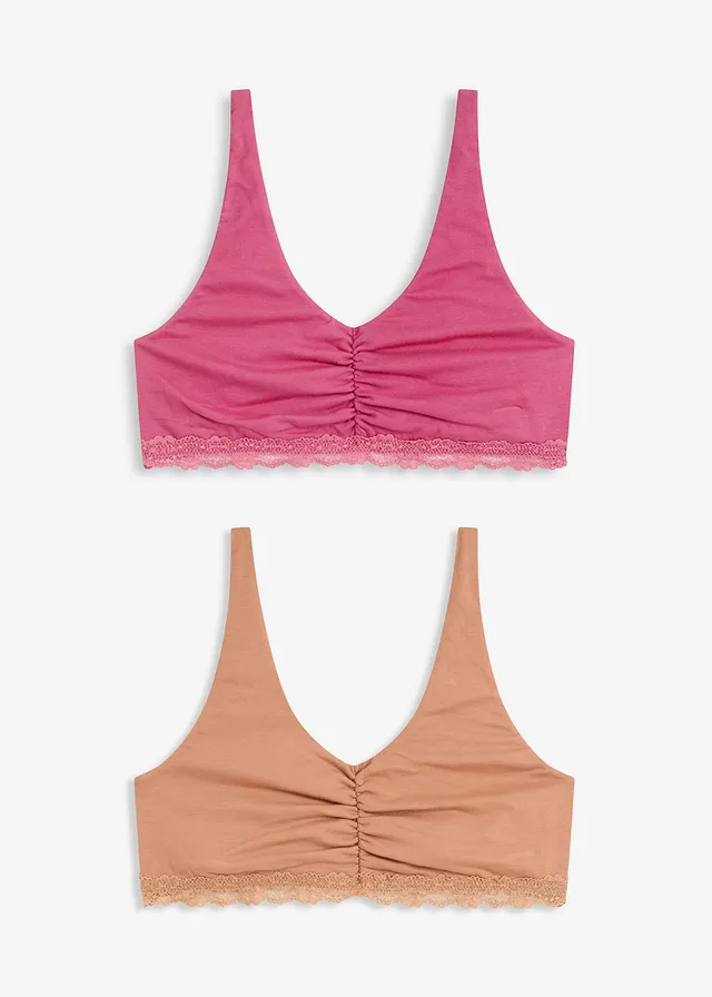 Sutien Bralette cu bumbac și dantelă (set/2 buc.)
