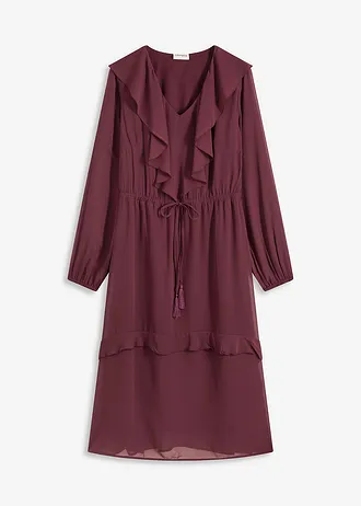 Midi jurk, Kleur: wijnrood