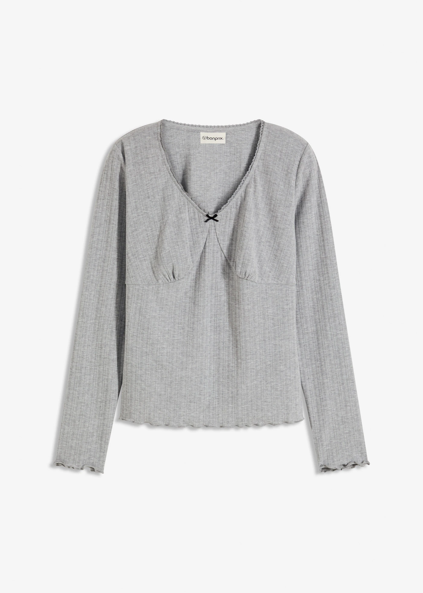 Bordás póló • világosszürke melírozott • bonprix áruház