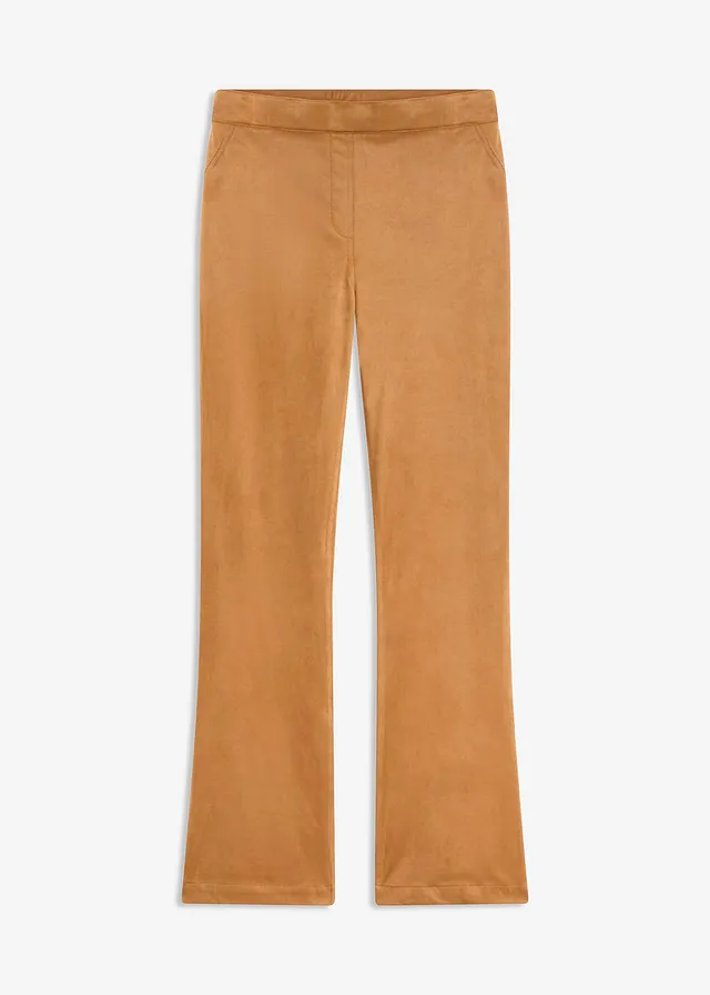 Pantaloni evazați din imitație de piele întoarsă