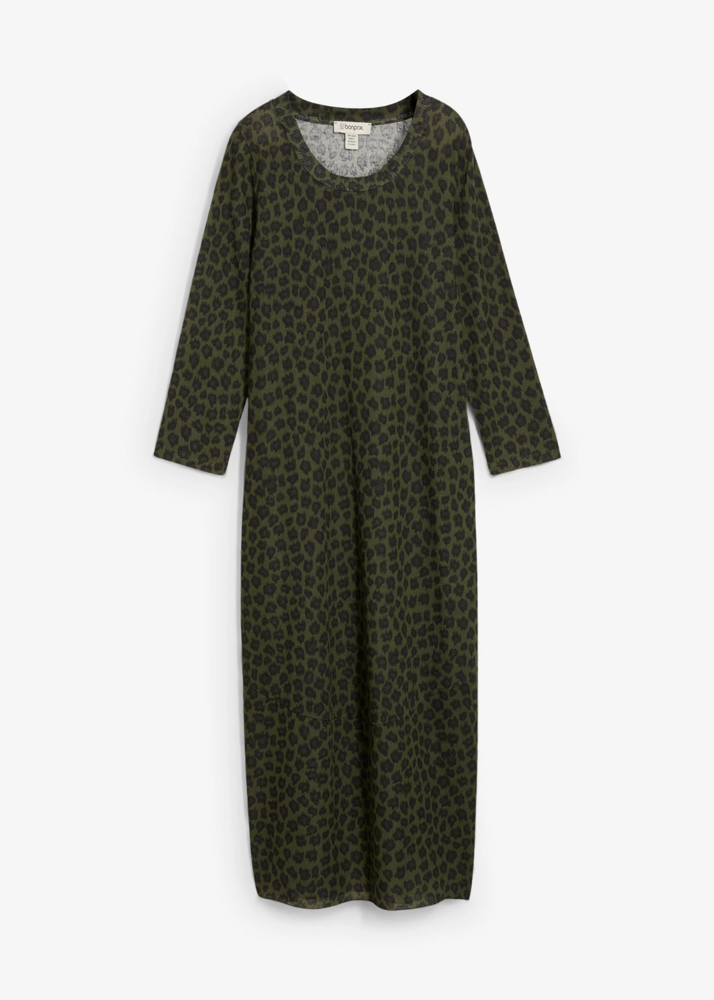 Úpletové šaty s balónovým střihem • olivová s leopardím potiskem • bonprix obchod
