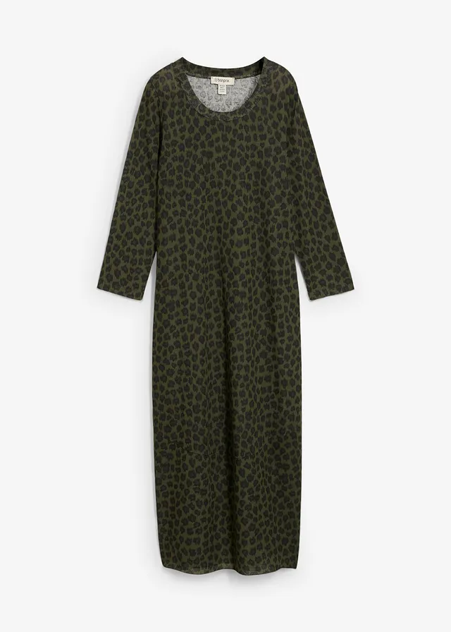 Ballonvormige shirtjurk • olijfgroen luipaardprint • bonprix online shop
