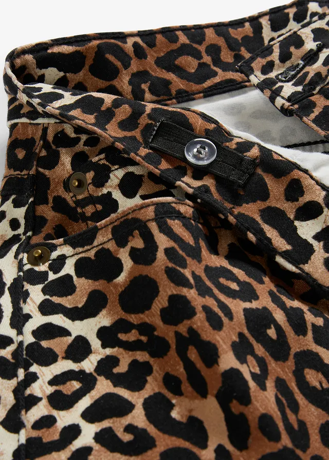 Wide leg jeans, mid waist • ecru luipaardprint • product-page.page-title-suffix