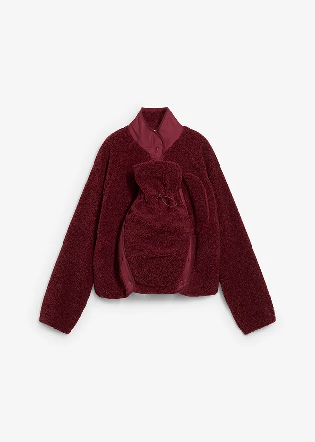 3-in-1 zwangerschapsjas/voedingsjas van teddyfleece, Kleur: donkerbessen