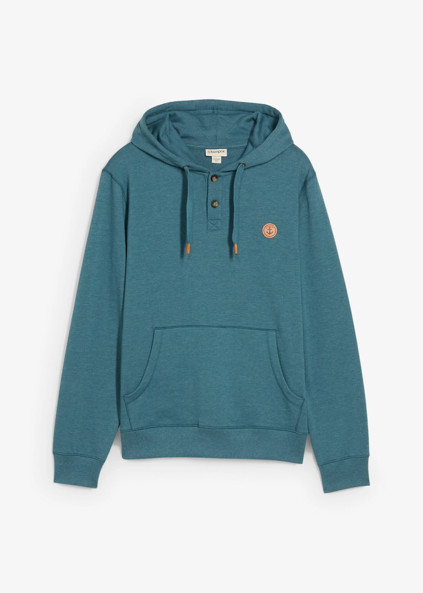 Hoodie met imitatieleren details en binnenin zacht geruwd • pepergroen • bonprix online shop