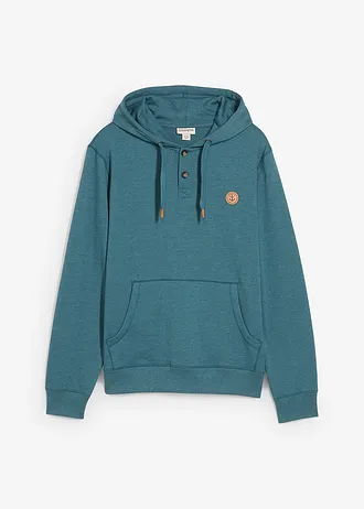 Hoodie met imitatieleren details en binnenin zacht geruwd • pepergroen • bonprix online shop