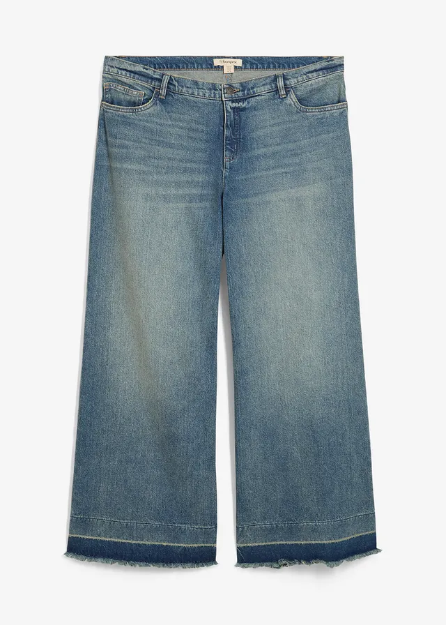 Jean large taille mi-haute, Couleur: denim bleu clair used