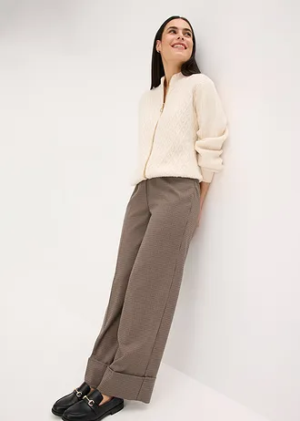 Kostkované kalhoty bez zapínání • hnědošedo-tmavě hnědá kostkovaná • bonprix obchod