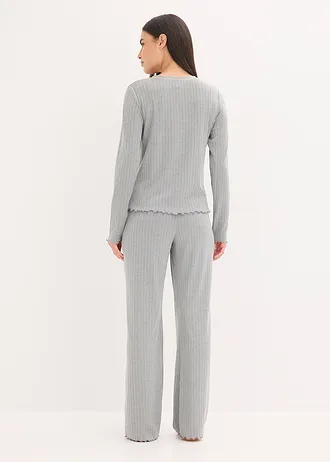 Domácí volnočasová souprava z měkkého dírkovaného žerzeje • šedý melír • bonprix obchod