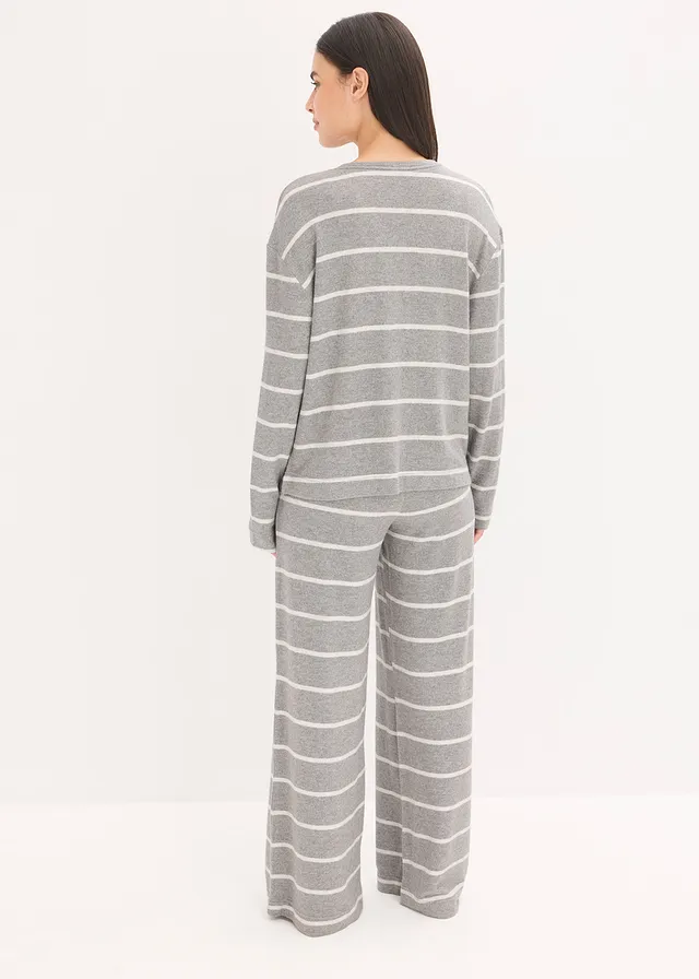 Oversized huispak van zacht materiaal • grijs gemêleerd-ecru gemêleerd gestreept • product-page.page-title-suffix