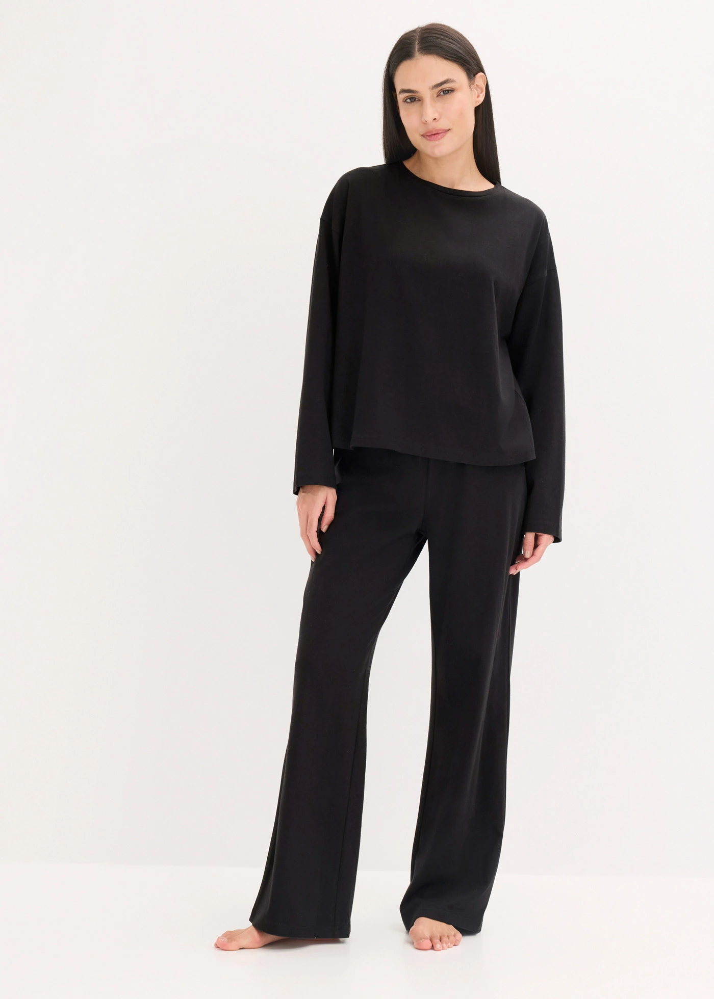 Volnočasová domácí souprava z měkké bavlny, oversize • černá • bonprix obchod