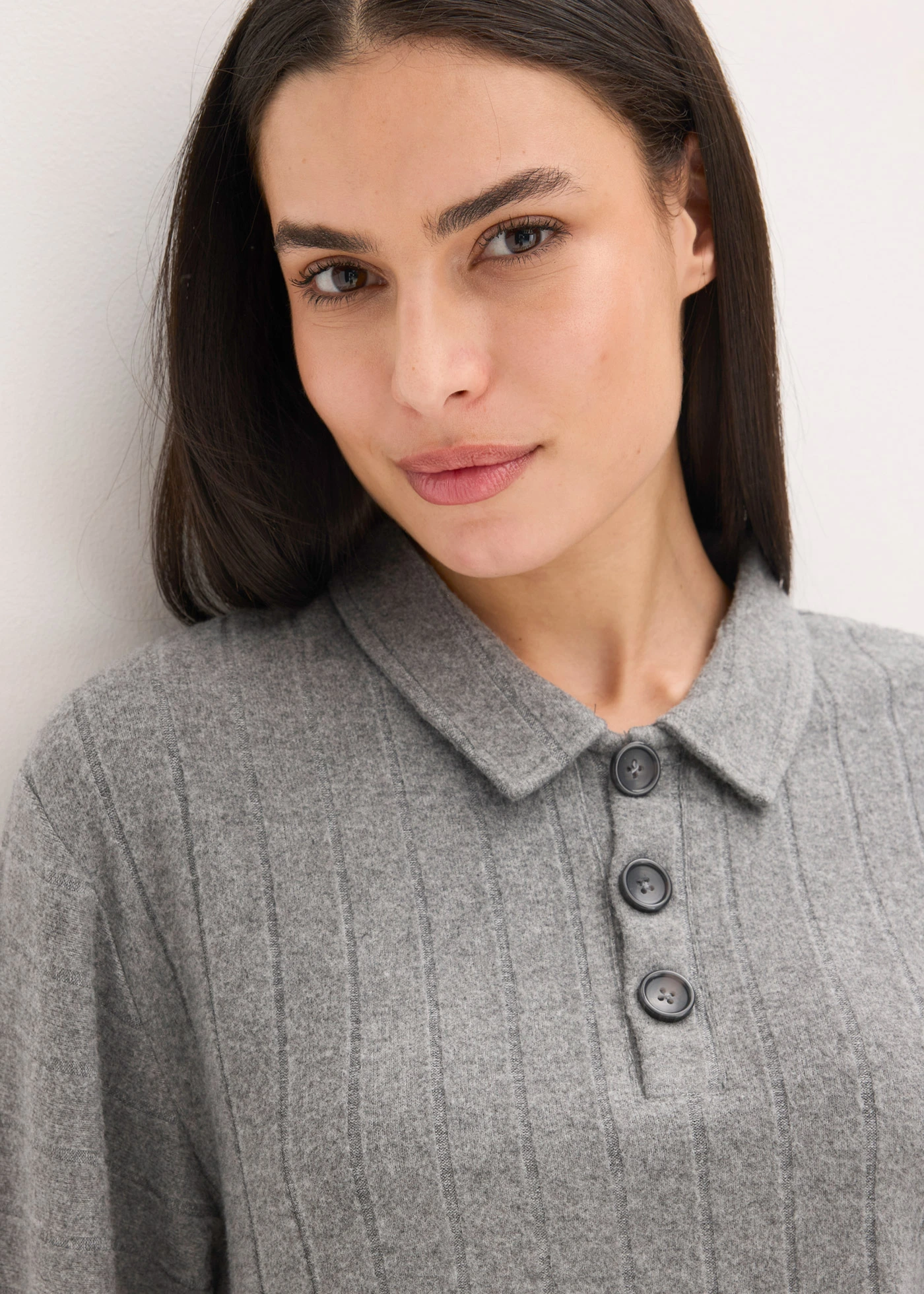 Domácí souprava z měkkého žebrovaného materiálu, oversize • šedý melír • bonprix obchod