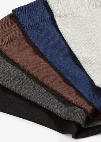 Ponožky s příjemným nápletem a organickou bavlnou (5 párů v balení), barva: černá + tmavě modrá + světle šedý melír + hnědá + antracitový melír