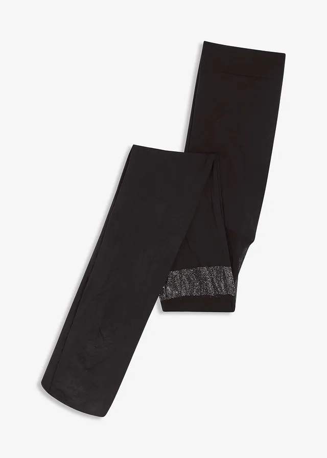 Punčochové kalhoty v nadkolenkovém vzhledu 70 den, s recyklovaným polyamidem • černo-stříbrná • bonprix obchod
