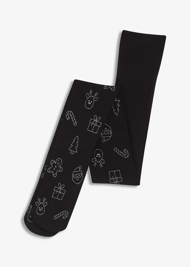Pančuchové nohavice s lesklou vianočnou potlačou