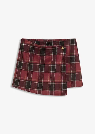 Skort met sierknop, Kleur: rood geruit