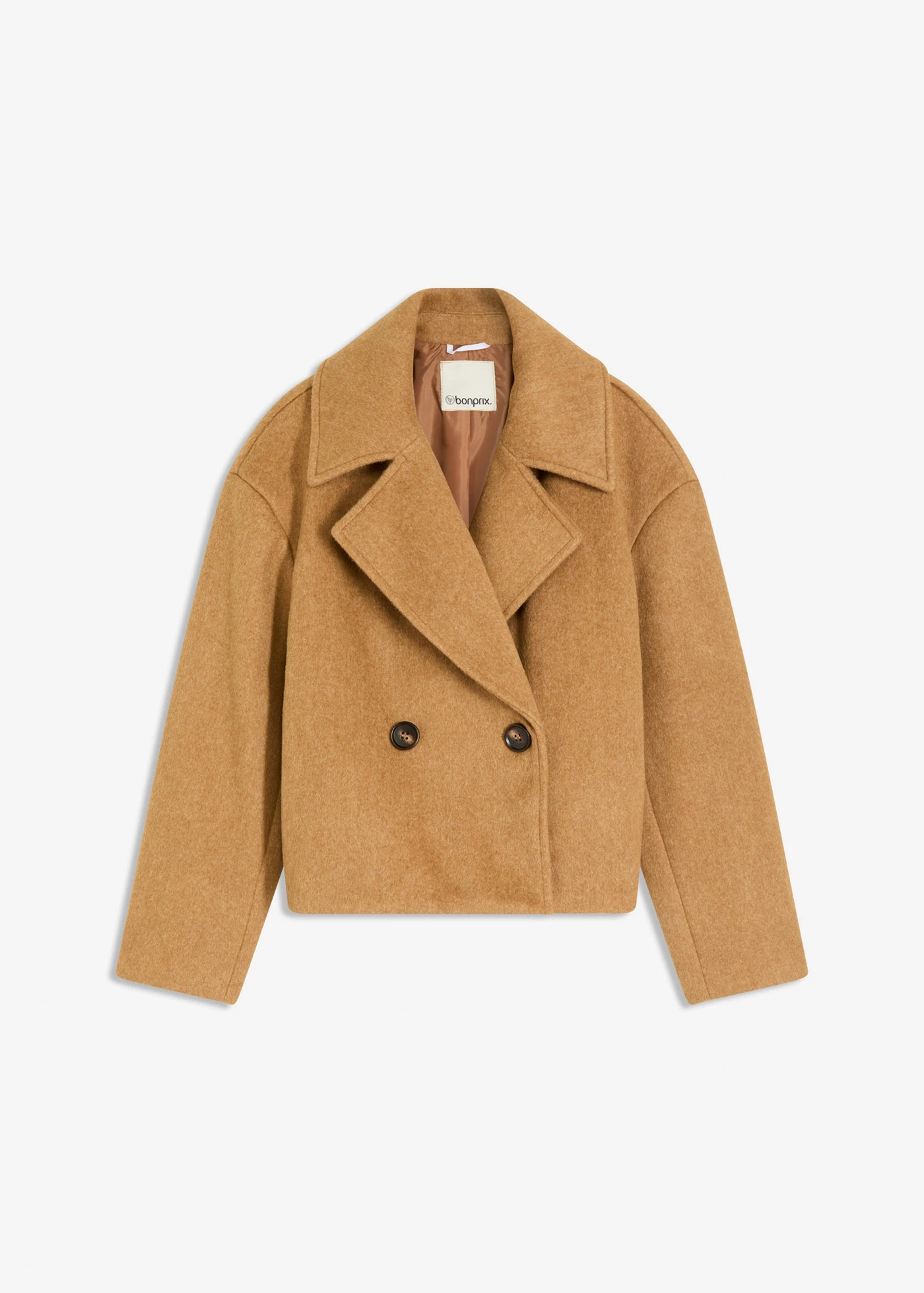 Bunda na přechodné období ve vlněném vzhledu • oříšková • bonprix obchod
