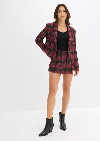 Skort met sierknop, Kleur: rood geruit