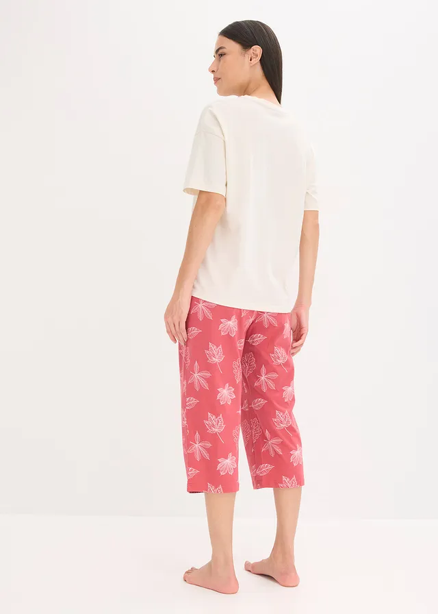 Pyjama corsaire 100% coton • écru-framboise fumé imprimé • product-page.page-title-suffix