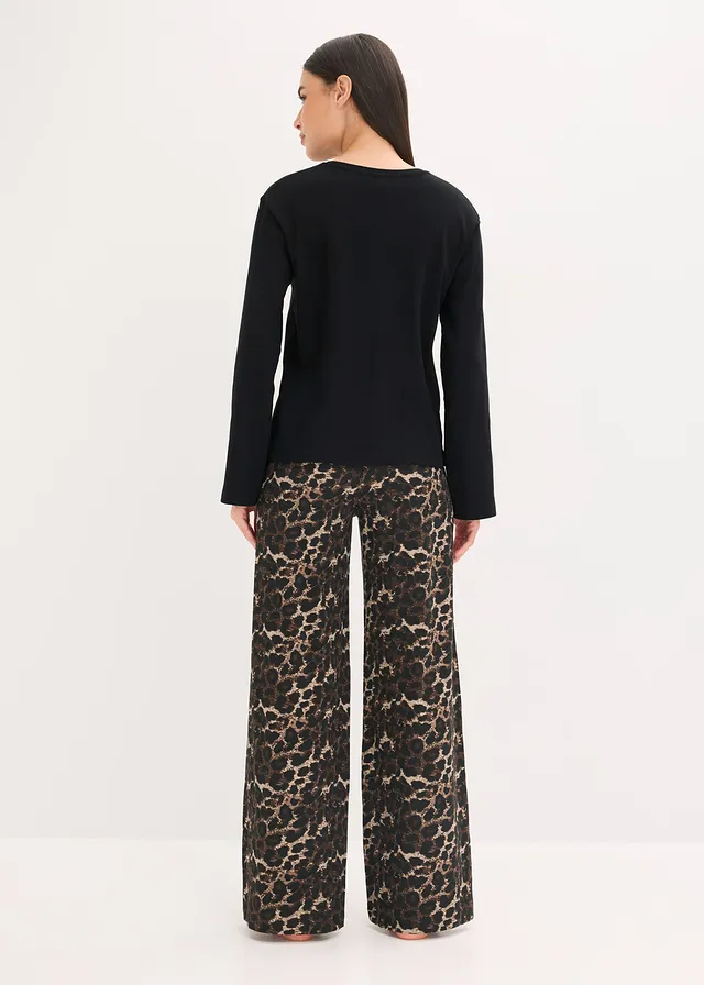 Pyjama avec haut côtelé et pantalon ample • léopard • product-page.page-title-suffix