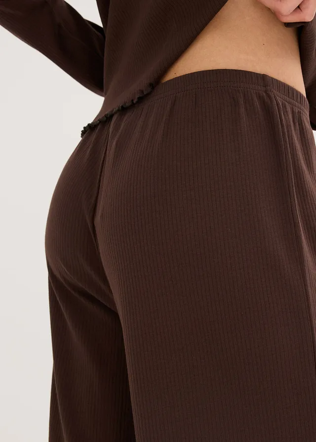 Geribde pyjama met knoopsluiting • donkerbruin • product-page.page-title-suffix