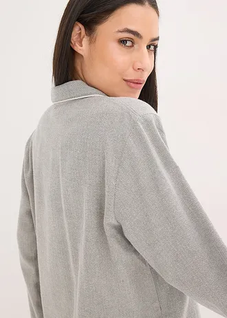 Geweven flanellen pyjama met visgraatmotief • antraciet met patroon • bonprix online shop