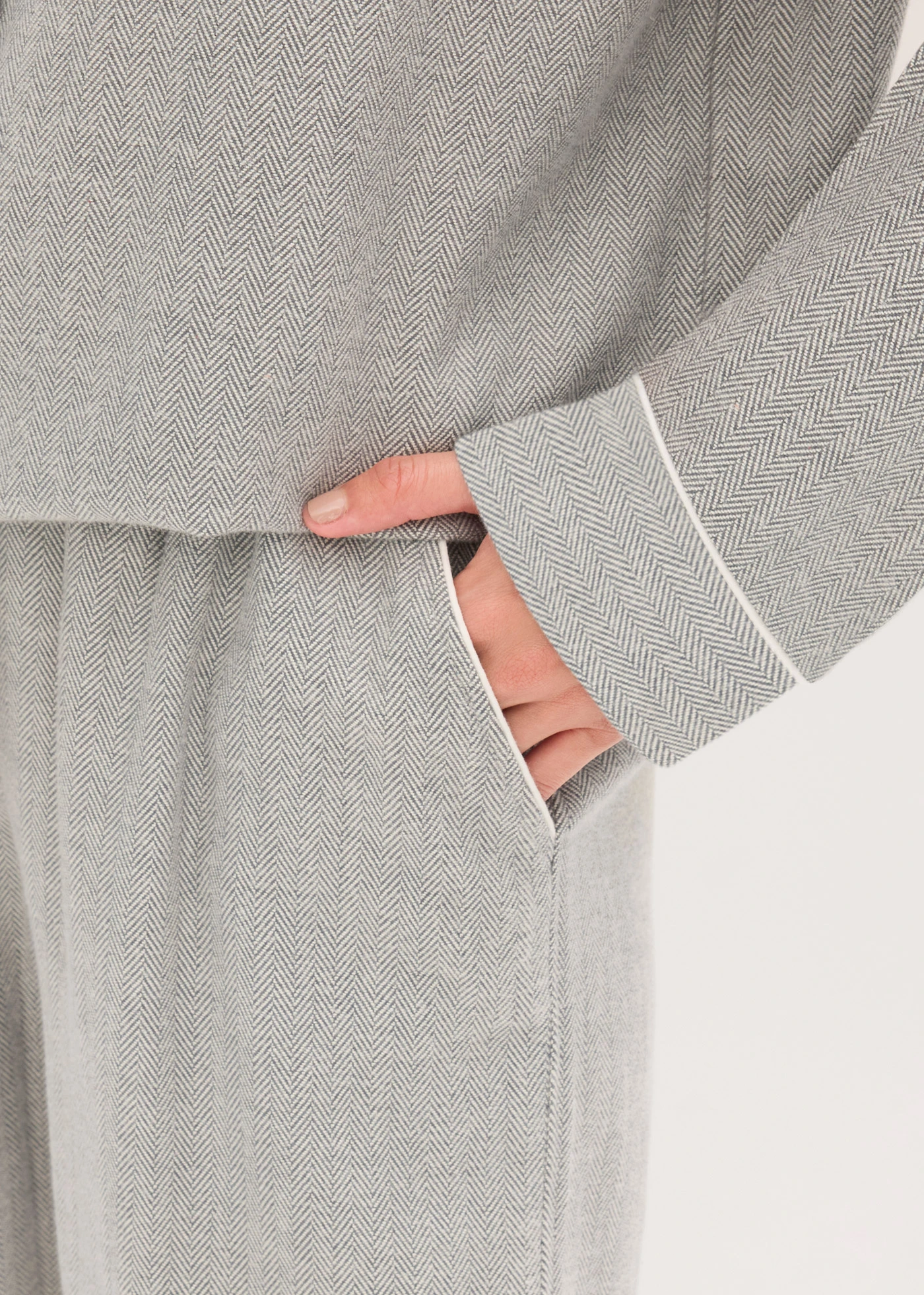 Geweven flanellen pyjama met visgraatmotief • antraciet met patroon • bonprix online shop