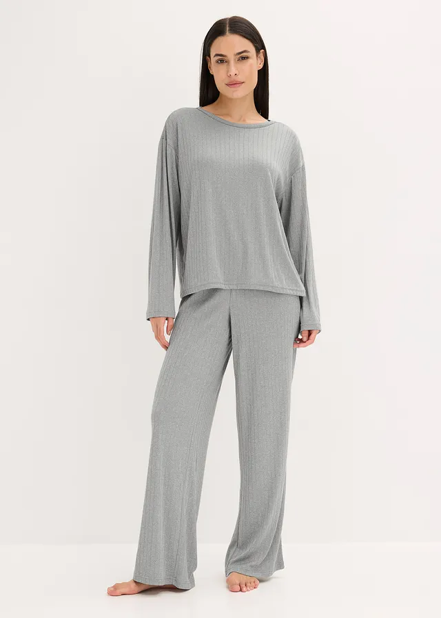 Pyjama doux en jersey pointelle • gris clair chiné • product-page.page-title-suffix