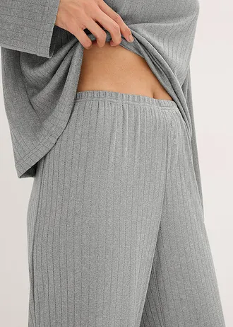 Pyžamo z měkkého žerzeje pointelle • světle šedý melír • bonprix obchod