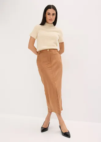 Pouzdrová sukně z imitace velurové kůže • hnědá moka • bonprix obchod