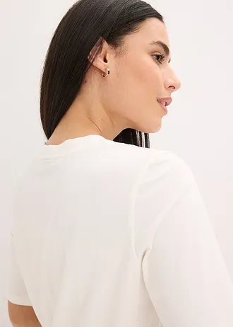 T-shirt manches coude avec imprimé et sequins • écru imprimé • Boutique bonprix