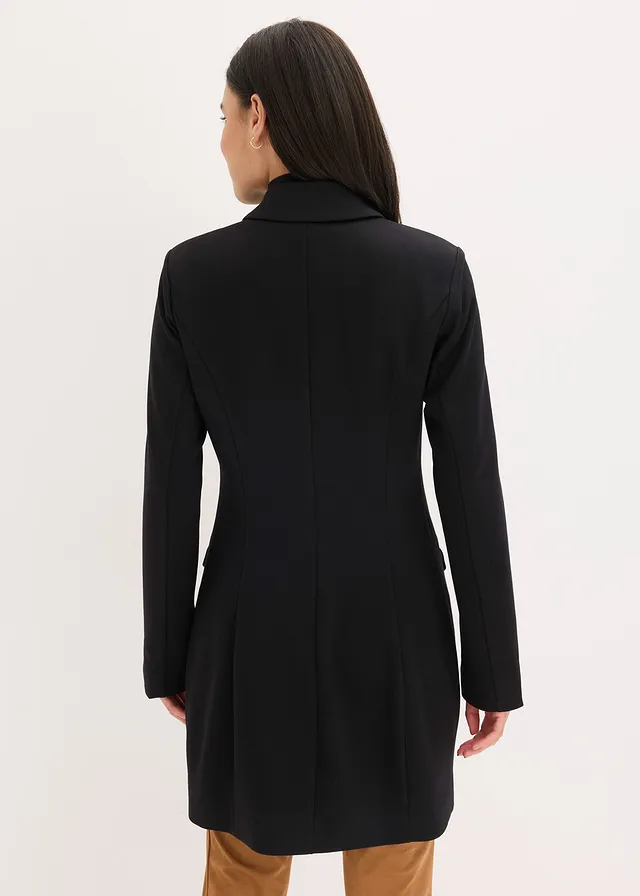 Blazer long en Punto di Roma • noir • product-page.page-title-suffix