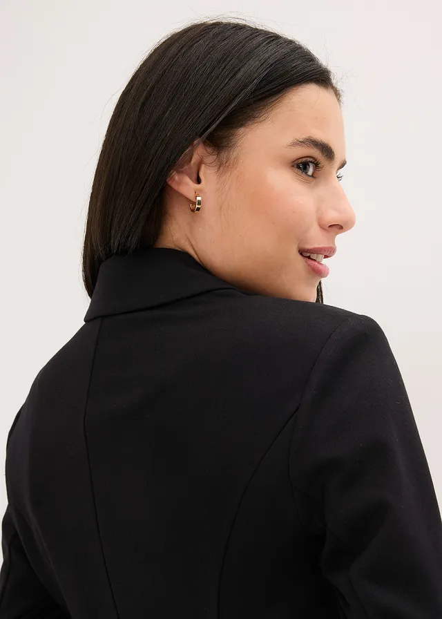 Blazer long en Punto di Roma • noir • product-page.page-title-suffix