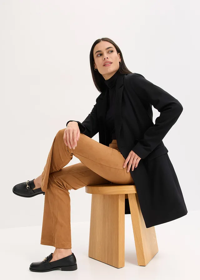Blazer long en Punto di Roma • noir • product-page.page-title-suffix